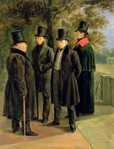 Die Dichter Aleksandr Puschkin (1799-1837), Ivan Krylov (176869-1844), Vasily Zhukovsky (1783-1852) und Nicolai Gnedich (1784-1833) von Grigory Tchernezov